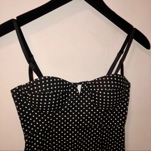 Black and White Polka Dot Bustier Mini Dress - Picture 3 of 4